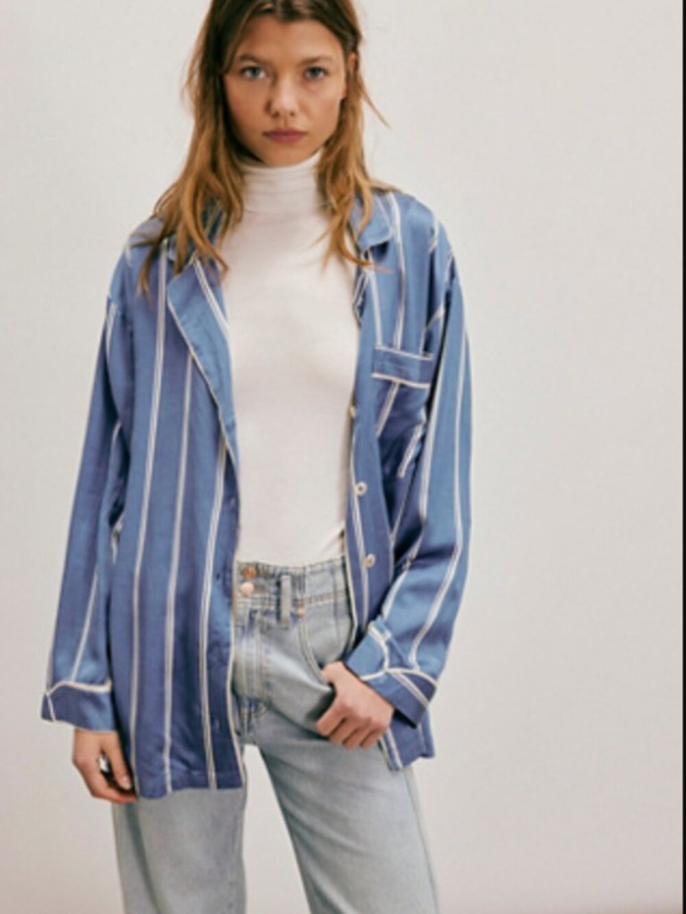 NWT Free People We The Free Rorie Shirt, Faded Blue Sz XS